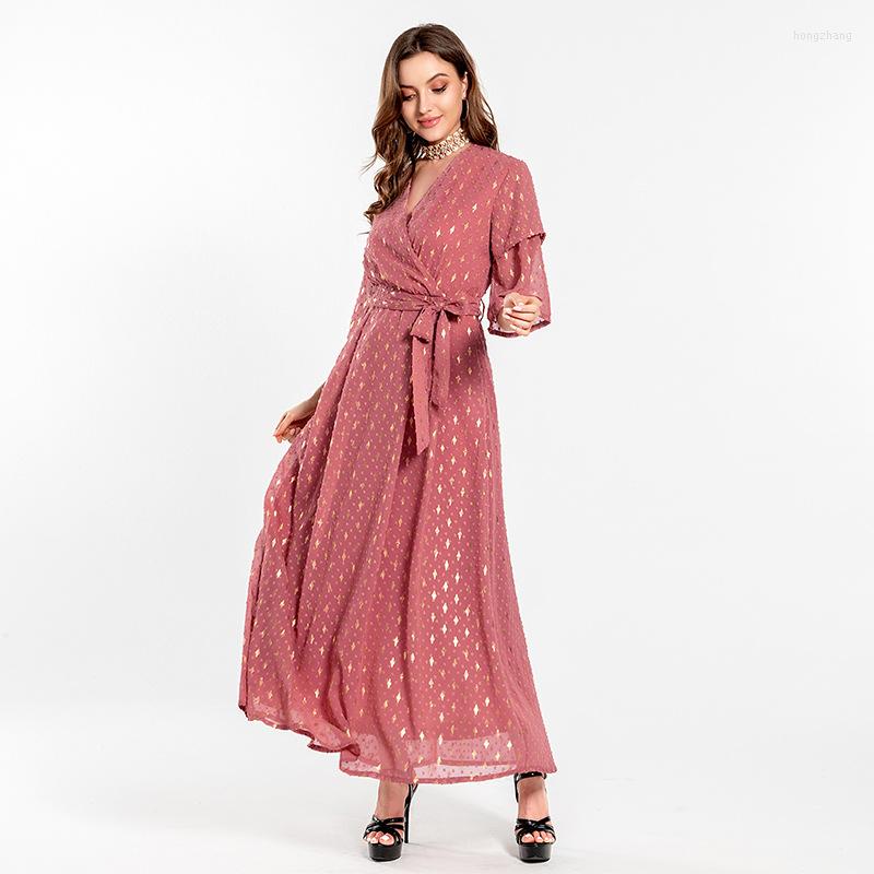 Ethnic Clothing Wepbel Muslim Abaya Dress For Women Bronzing Saudi Dubai Islamic Robe Maxi V-neck Turkey Caftan
Ethnic Clothing Wepbel Muslim Abaya Dress For Women Bronzing Saudi Dubai Islamic Robe Maxi V-neck Turkey Caftan