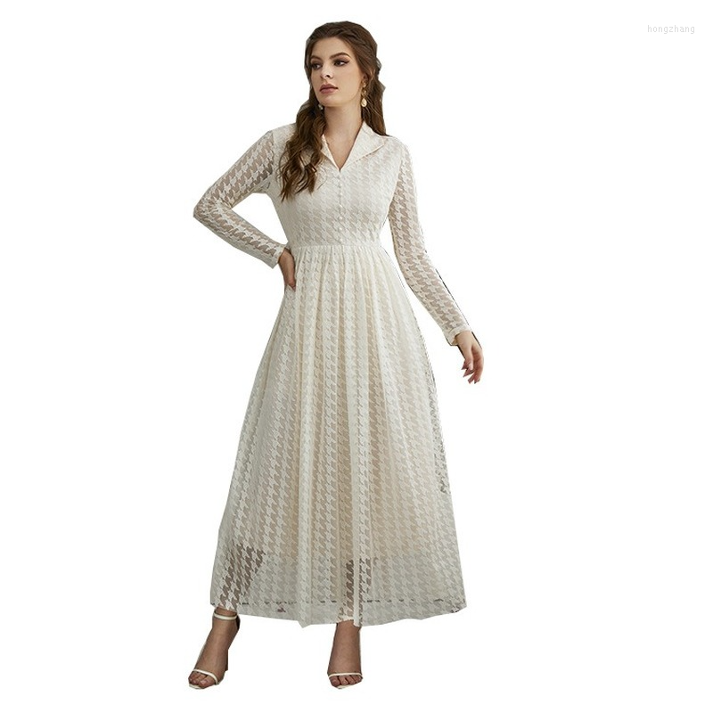 Ethnic Clothing Women Dress Pullover White Solid Lace Medium Waist Long Sleeve Dubai Middle East Robes Dresses Vestidos Feminino
Ethnic Clothing Women Dress Pullover White Solid Lace Medium Waist Long Sleeve Dubai Middle East Robes Dresses Vestidos Feminino
