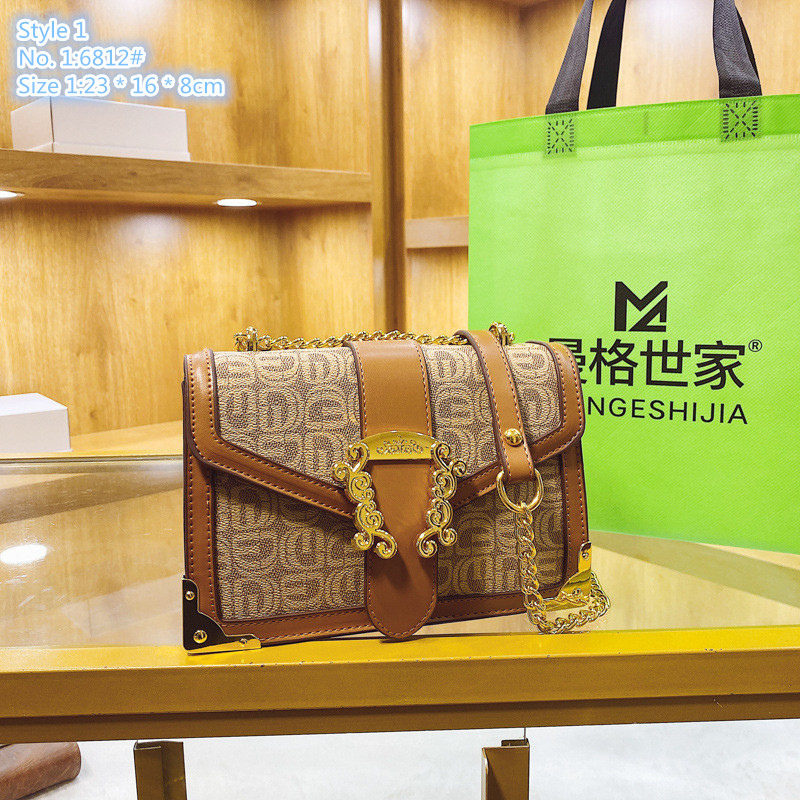 wholesale ladies shoulder bags 2 styles flip letter printing chain bag sweet sequins European and American popular mobile phone coin purse crocodile retro handbag