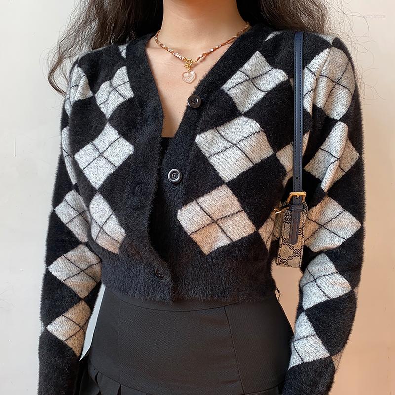 Women' Knits Winter Clothes Cropped Cardigans Women V Neck Knitted Mohair Sweater Vintage Argyle Cute Fuzzy Cardigan Long Sleeve, Black sweater
Women' Knits Winter Clothes Cropped Cardigans Women V Neck Knitted Mohair Sweater Vintage Argyle Cute Fuzzy Cardigan Long Sleeve, Black sweater