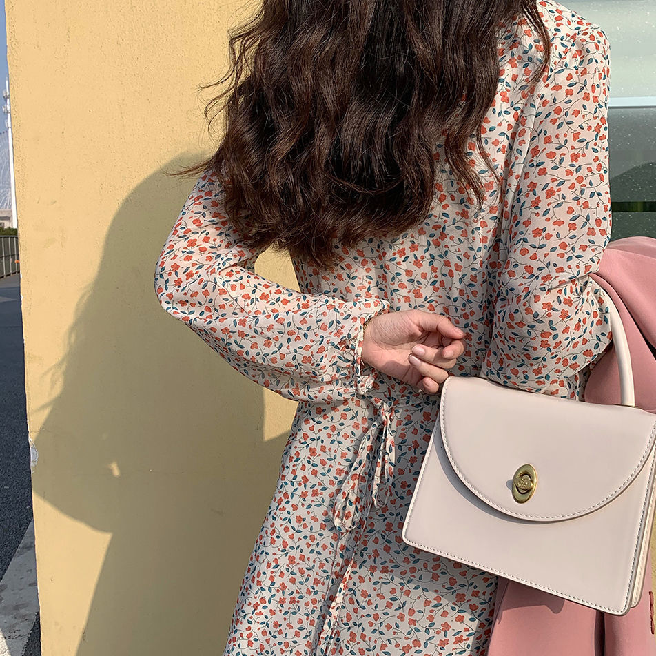 Casual Dresses Women Floral Printing Long Sleeve Dress Sweet Korean Style Elegant Office Lady Loose Comfortable Leisure All-match Classic Chic 230316