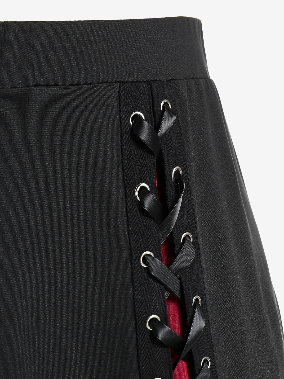 Skirts ROSEGAL Gothic Lace Up A Line Skirt For Women Godet Hem Colorful Y2K Elastic Waisted Midi Skirt Ladies Cozy Basic Bottoms 4XL 230316