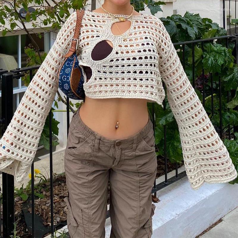 Women' Tanks Women Hollow Out Crop Tops 2000s Aesthetic Long Sleeve Round Neck Knitted T Shirts Y2k Clothes Vintage Grunge Clothing, As photo shows1
Women' Tanks Women Hollow Out Crop Tops 2000s Aesthetic Long Sleeve Round Neck Knitted T Shirts Y2k Clothes Vintage Grunge Clothing, As photo shows1
