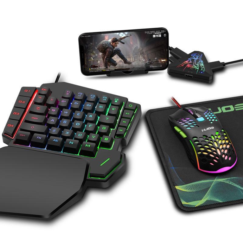Mobile Phone PUBG One-Handed Gaming Keyboard and Mouse Kit Wired Mouse Keyboard Set for Mobile Phone Tablet PC Android Gamer