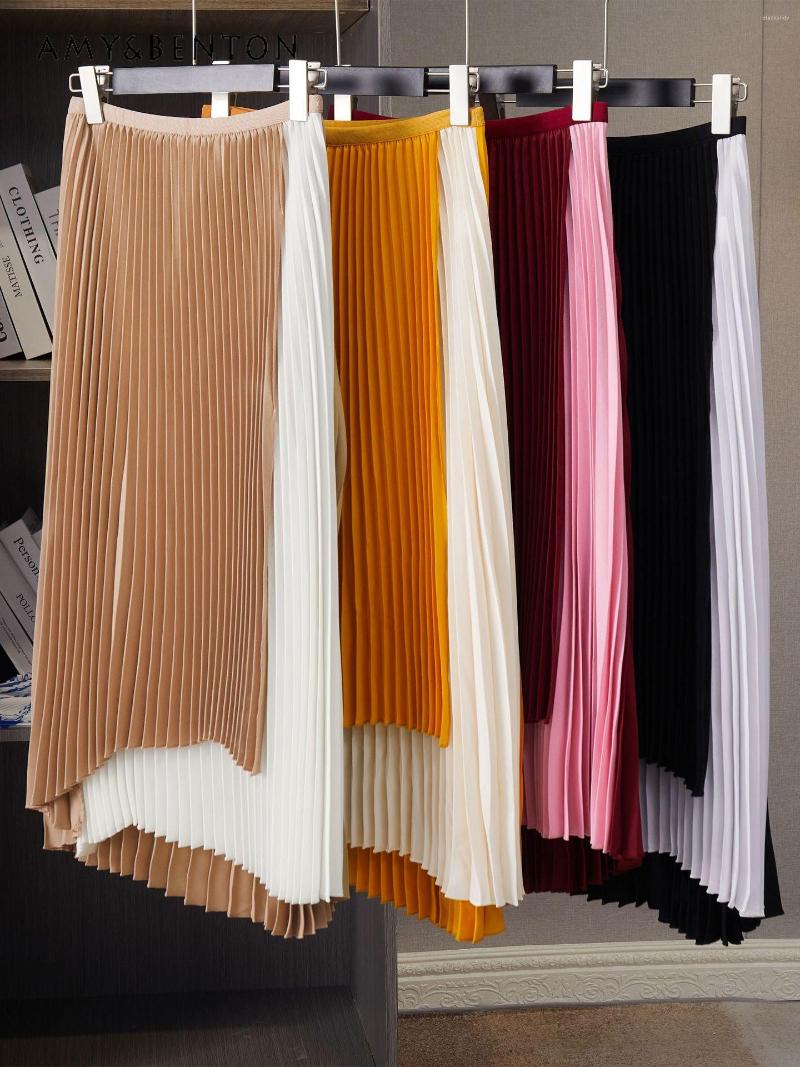 Skirts Spring Summer Irregular Color Matching Pleated Women's Skirt Slim Contrast Stitching Simple Comfortable Mid-Length, Black
Skirts Spring Summer Irregular Color Matching Pleated Women's Skirt Slim Contrast Stitching Simple Comfortable Mid-Length, Black
