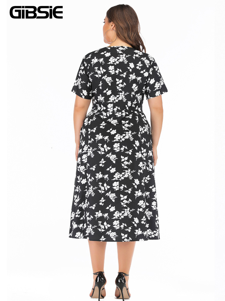 Casual Dresses GIBSIE Surplice Neck Casual Belted Dress Summer Holiday Boho Print Women Long Dresses 6xl 5xl Plus Size Pocket A-Line Dress 230316
