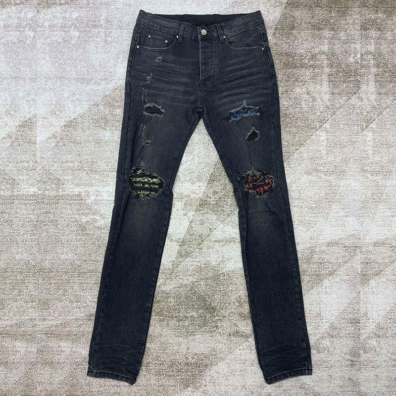 Men's Jeans High Street Color Cashew Flower Patchwork Contrast Designer Retro Denim Trousers Hip Hop Streetwear Long Pants, Black
Men's Jeans High Street Color Cashew Flower Patchwork Contrast Designer Retro Denim Trousers Hip Hop Streetwear Long Pants, Black
