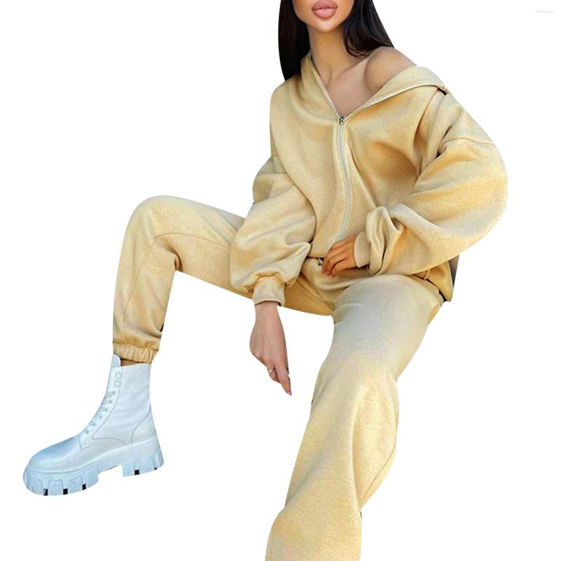Gym Clothing Women Casual Sport Tracksuits Set Solid Color Long Sleeve Zipper Hooded Sweatshirt Elastic Waist Beam Sweatpants
Gym Clothing Women Casual Sport Tracksuits Set Solid Color Long Sleeve Zipper Hooded Sweatshirt Elastic Waist Beam Sweatpants