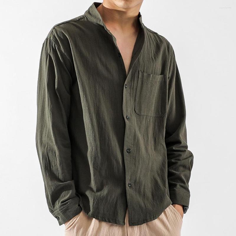 Men's Casual Shirts Top Linen Solid Color Shirt Loose Cotton Buttons Men Pocket Stand Collar Coat, White
Men's Casual Shirts Top Linen Solid Color Shirt Loose Cotton Buttons Men Pocket Stand Collar Coat, White