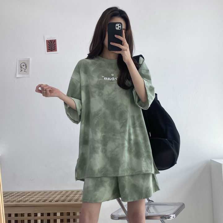 women 2023 tracksuits sport suits Tie-dyed short-sleeved shorts for two-piece summer fashion loose casual sportswear suit