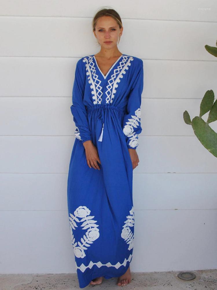 Women's Swimwear Embroideried Beach Dress Elegant Swimsuit Cover Up Lantern Long Sleeve Slim Waist Blue Kaftan Tunic Holiday Bathing Suits, Blue beach dress
Women's Swimwear Embroideried Beach Dress Elegant Swimsuit Cover Up Lantern Long Sleeve Slim Waist Blue Kaftan Tunic Holiday Bathing Suits, Blue beach dress