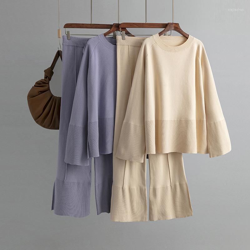 Women's Two Piece Pants Winter Horn Sleeve Slit Thick Women Suits Sets Loose Pullover Sweaters And Long Knitted Wide Leg Sportsuits, Apricot
Women's Two Piece Pants Winter Horn Sleeve Slit Thick Women Suits Sets Loose Pullover Sweaters And Long Knitted Wide Leg Sportsuits, Apricot