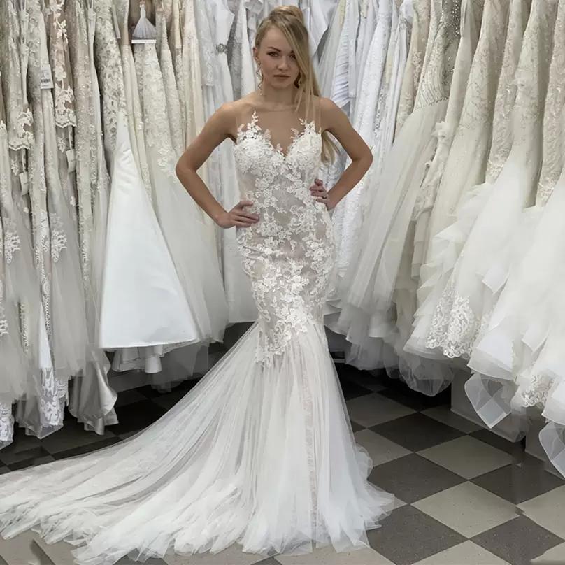 Beach boho Mermaid Wedding Dresses 2023 Lace Sheer V-Neck Sleeveless Chapel Train Plus Size Bride Gown Vestidos De Novia, Champagne
Beach boho Mermaid Wedding Dresses 2023 Lace Sheer V-Neck Sleeveless Chapel Train Plus Size Bride Gown Vestidos De Novia, Champagne