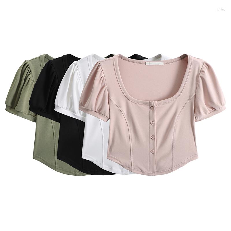 Women's T Shirts Square Neck Sexy Slim Single Breasted Short Sleeve T-shirt Women's Summer American Street Style Thin Round Top Female, Black
Women's T Shirts Square Neck Sexy Slim Single Breasted Short Sleeve T-shirt Women's Summer American Street Style Thin Round Top Female, Black