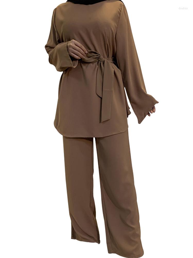 Ethnic Clothing Muslim 2 Piece Sets Women Long Top And Wide Leg Pant Suits Autumn Solid Loose Casual Abaya Islam Outfits Matching Set
Ethnic Clothing Muslim 2 Piece Sets Women Long Top And Wide Leg Pant Suits Autumn Solid Loose Casual Abaya Islam Outfits Matching Set