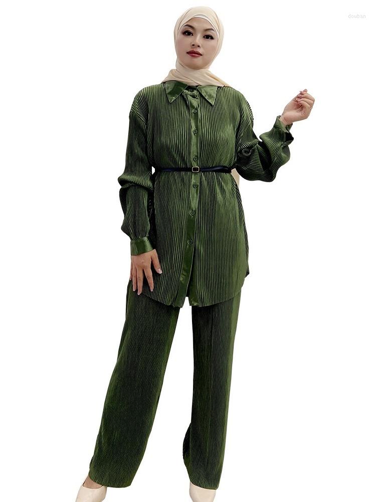 Ethnic Clothing Abaya Muslim Sets Clothes Women 2 Piece Set Long Shirt Tops Pants Suits Autumn Solid Pleated Casual Islam Ramadan Outfits
Ethnic Clothing Abaya Muslim Sets Clothes Women 2 Piece Set Long Shirt Tops Pants Suits Autumn Solid Pleated Casual Islam Ramadan Outfits