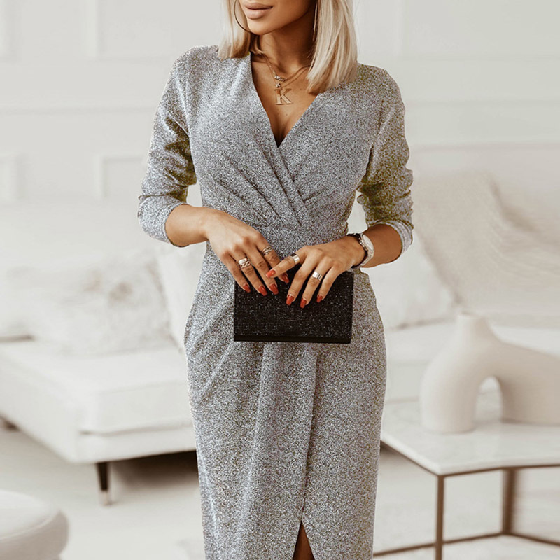 Casual Dresses Fashion Bronzing Wrap V-Neck Autumn Dress High Waist Drape Hem Asymmetric Dress Solid Long Sleeve Split Women Sexy Dress Vestido 230316, 03 black
Casual Dresses Fashion Bronzing Wrap V-Neck Autumn Dress High Waist Drape Hem Asymmetric Dress Solid Long Sleeve Split Women Sexy Dress Vestido 230316, 03 black