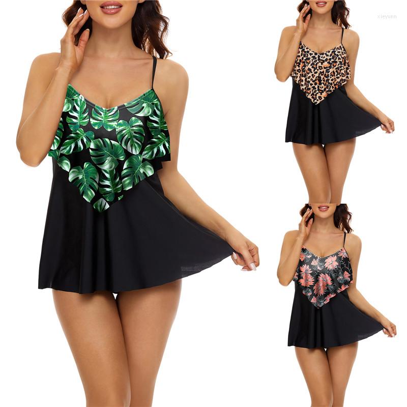 Women' Swimwear Women 2 Pieces Swimsuits Sets Leaves Leopard Flower Dot Print V-Neck Layered Ruffle Tops And Thong Bottoms Female Swimming, Black
Women' Swimwear Women 2 Pieces Swimsuits Sets Leaves Leopard Flower Dot Print V-Neck Layered Ruffle Tops And Thong Bottoms Female Swimming, Black