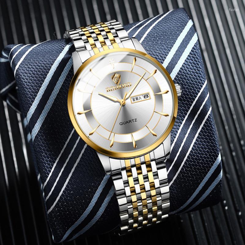 Wristwatches BINBONG Mens Watches Top Gold Plated Quartz Watch Fashion Men Luminous Week Calendar Display Waterproof Reloj, Black
Wristwatches BINBONG Mens Watches Top Gold Plated Quartz Watch Fashion Men Luminous Week Calendar Display Waterproof Reloj, Black