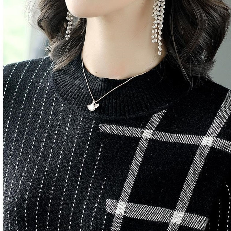 Casual Dresses Knitted Sweater Dress Female Autumn Winter Dress Long Sleeve Half Turtleneck Sweater Women Dress Office Lady Casual Mid Dress 230316