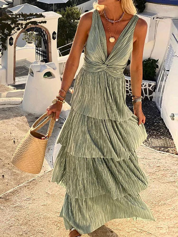 Casual Dresses Fashion Backless Hollow Pleated Slim Dress Female Elegant Boho Strap Sexy Twisted Deep V Sleeveless Birthday Party, 01 green
Casual Dresses Fashion Backless Hollow Pleated Slim Dress Female Elegant Boho Strap Sexy Twisted Deep V Sleeveless Birthday Party, 01 green