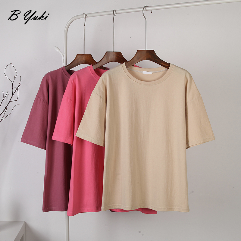 Women's TShirt Blessyuki 100 Cotton Soft Basic T Shirt Women Summer Oversized Casual Solid Tee Female Loose Short Sleeve Simple Tops 230314