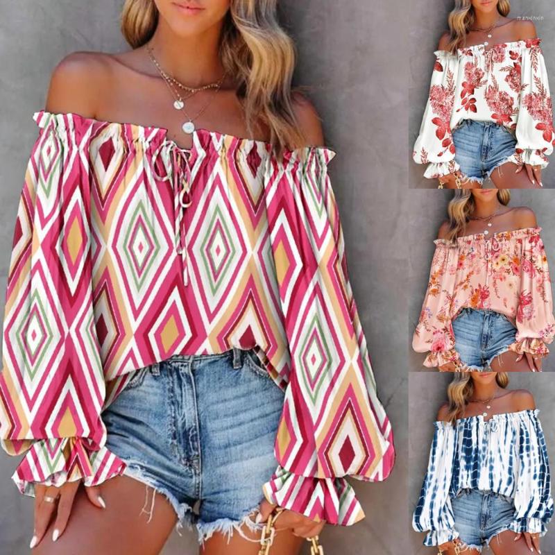 Women' Blouses 2023 Fall Flat Neck Flared Sleeve Lace-Up Shirts Women' Casual Off The Shoulder Long-sleeved Pullover Blouse Tops, Diamond print
Women' Blouses 2023 Fall Flat Neck Flared Sleeve Lace-Up Shirts Women' Casual Off The Shoulder Long-sleeved Pullover Blouse Tops, Diamond print