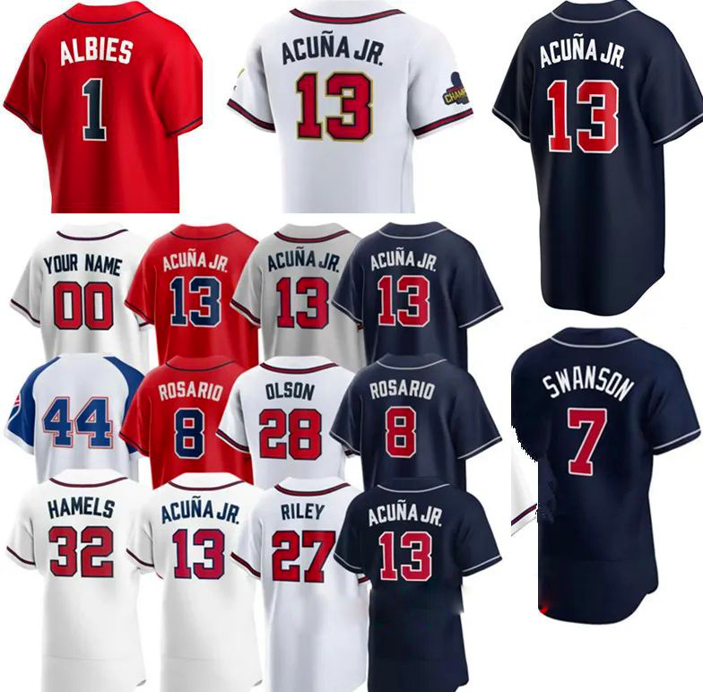 Baseball Jerseys 13 Ronald Acuna Jr. 7 Dansby Swanson 1 Austin Riley Matt Olson 10 Chipper Jones 27 28 Ozzie Albies, As15
Baseball Jerseys 13 Ronald Acuna Jr. 7 Dansby Swanson 1 Austin Riley Matt Olson 10 Chipper Jones 27 28 Ozzie Albies, As15