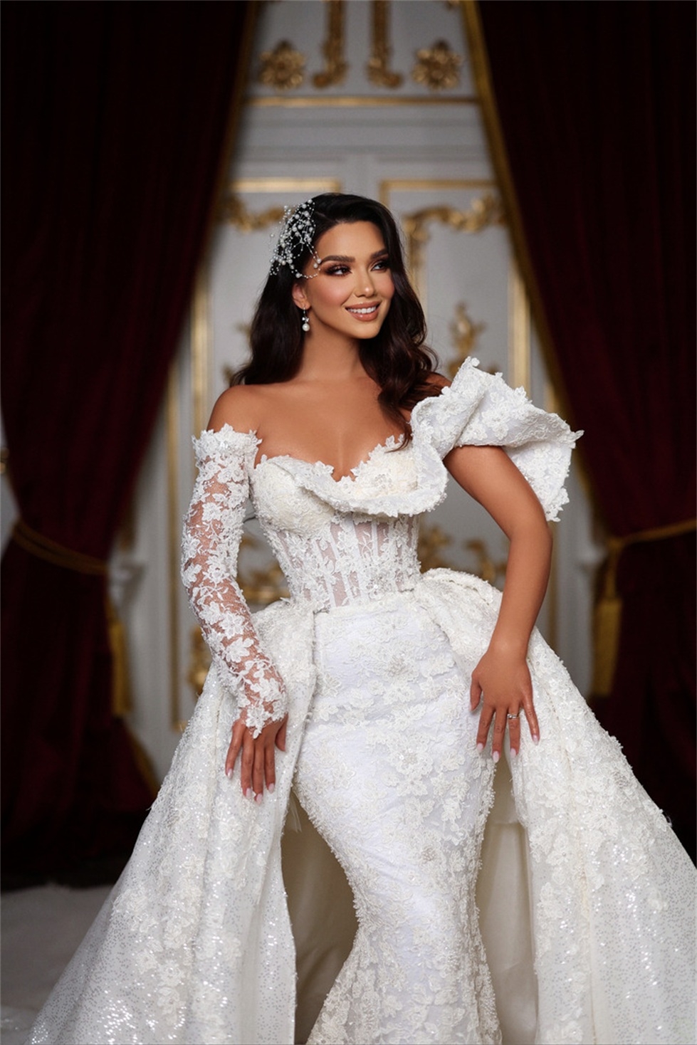 One Shoulder Sexy Lace Mermaid Wedding Dresses Elegant Floor Length Bridal Gowns Custom Made Illusion Dress Vestido De Novia