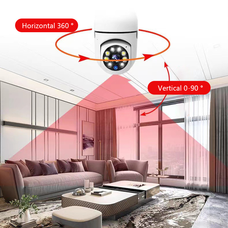 IP Cameras 5G Bulb Surveillance Night Vision Full Color Automatic Human Tracking Zoom Indoor Security Monitor Wifi Camera