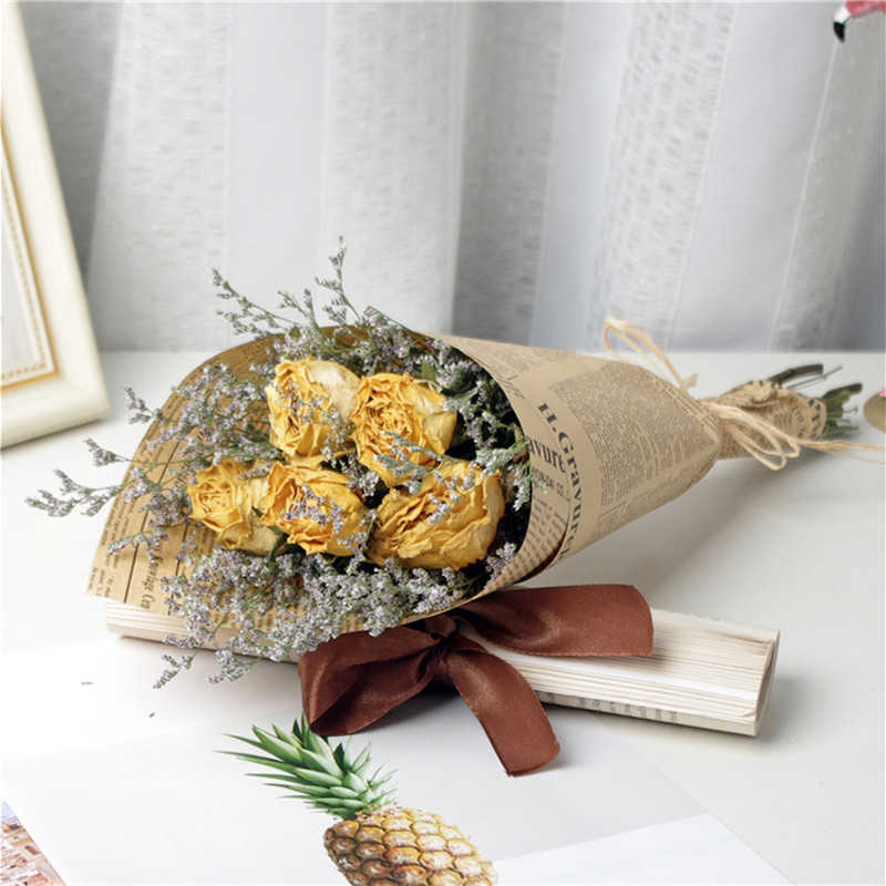 Flowers Natural Dried Flower Sunflower Bouquet Rose Lover's Grass Dining Table Wedding Party Home Decoration Valentine's Day Gifts YQL2