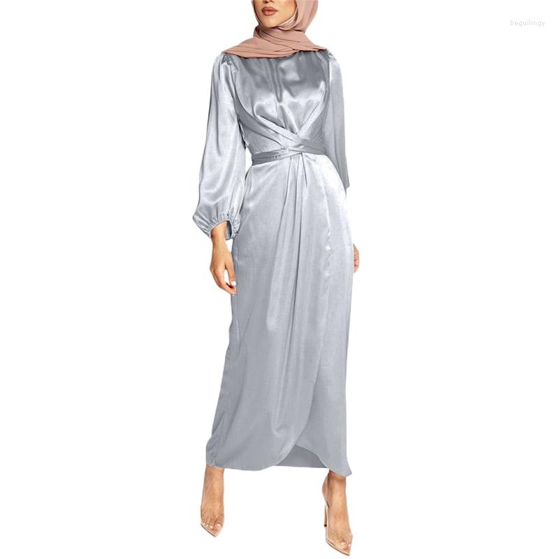 Ethnic Clothing Female Women Arab Muslim Satin Puff Long Sleeve Maxi Dress Solid Color Wrap Front Self-Tie Abaya Dubai Turkey Hijab Robe
Ethnic Clothing Female Women Arab Muslim Satin Puff Long Sleeve Maxi Dress Solid Color Wrap Front Self-Tie Abaya Dubai Turkey Hijab Robe
