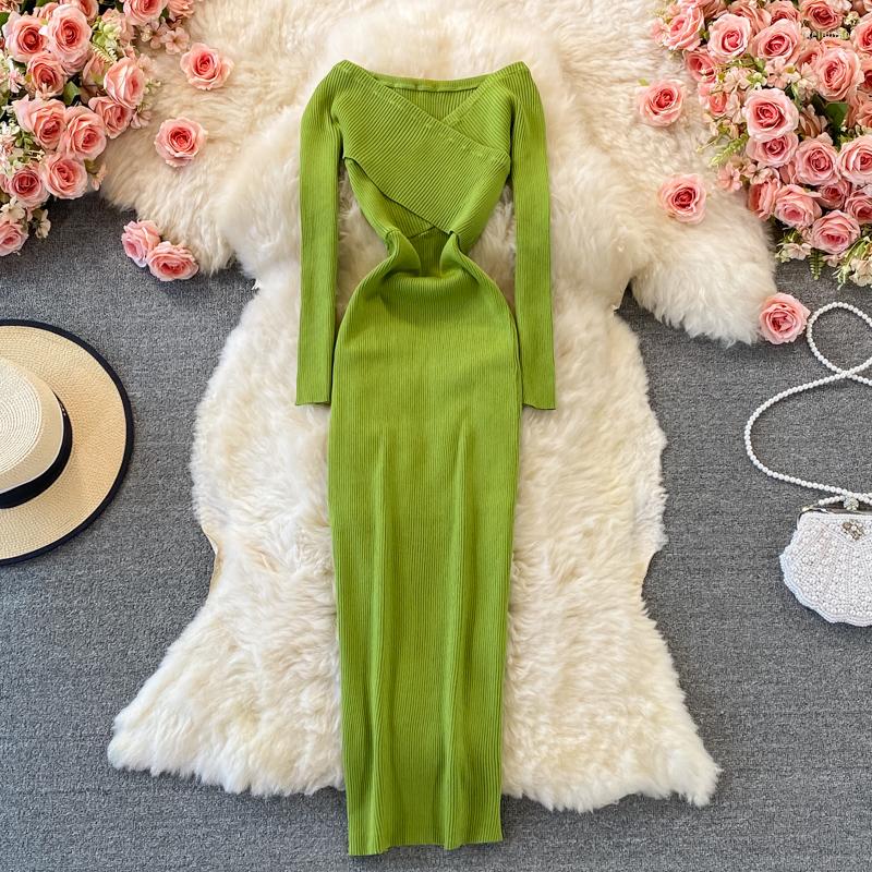 Casual Dresses 2023 Autumn Winter Solid Slim Bodycon Sweater Dress Women V Neck Cross Long Sleeve Knitted Female Bottom Vestidos, Red
Casual Dresses 2023 Autumn Winter Solid Slim Bodycon Sweater Dress Women V Neck Cross Long Sleeve Knitted Female Bottom Vestidos, Red