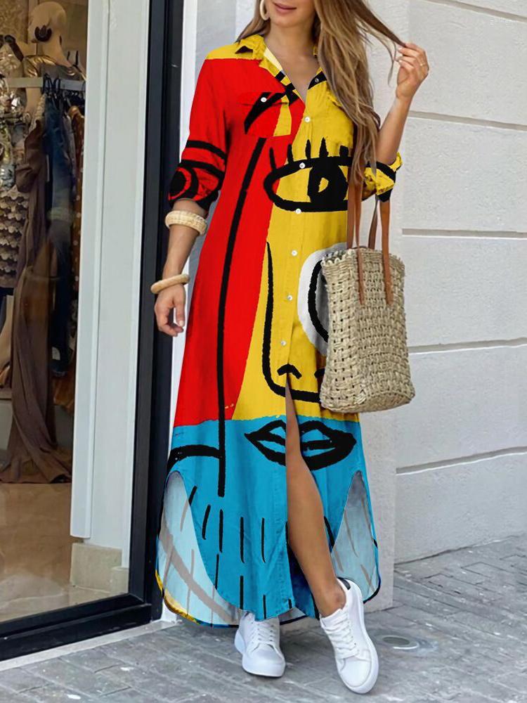 Women' Blouses Vintage Long Dress Women Printed Turn Down Collar Shirts Dresses Casual Letter Print Button Boho Oversized Beach Maxi Robe, White
Women' Blouses Vintage Long Dress Women Printed Turn Down Collar Shirts Dresses Casual Letter Print Button Boho Oversized Beach Maxi Robe, White