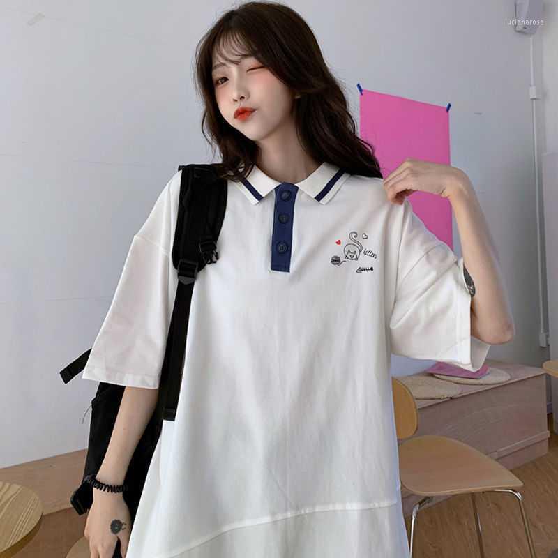 Women's T Shirts Preppy Style Oversized T-shirt Cartoon Print Turn-down Collar Loose Half Sleeve Women's Tee Shirt Women Clothing, Wh
Women's T Shirts Preppy Style Oversized T-shirt Cartoon Print Turn-down Collar Loose Half Sleeve Women's Tee Shirt Women Clothing, Wh