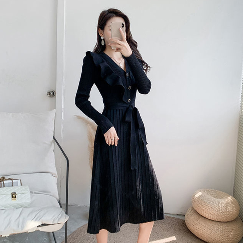 Casual Dresses BIYABY Fashion Red Casual Vestidos Women Dress Autumn Winter Bodycon Knitted Sweater Dress Elegant Office Ladies Dress 230316