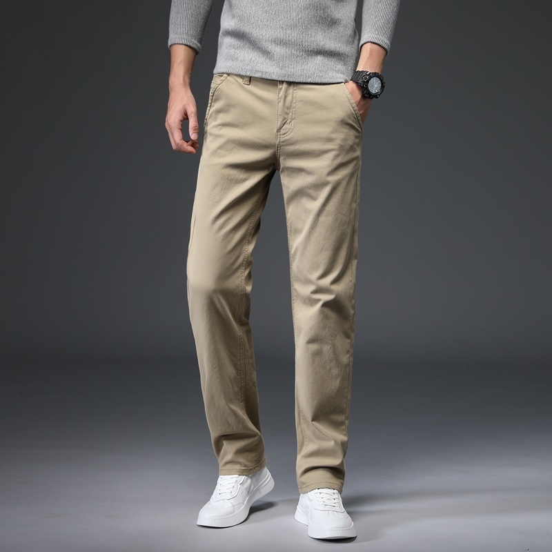 Men's Pants 3 Colors Spring Summer Autumn Fashion Straight Men Smart Casual Pants 97% Cotton 3% Spandex Man Khaki Trousers Plus Size 40 230316