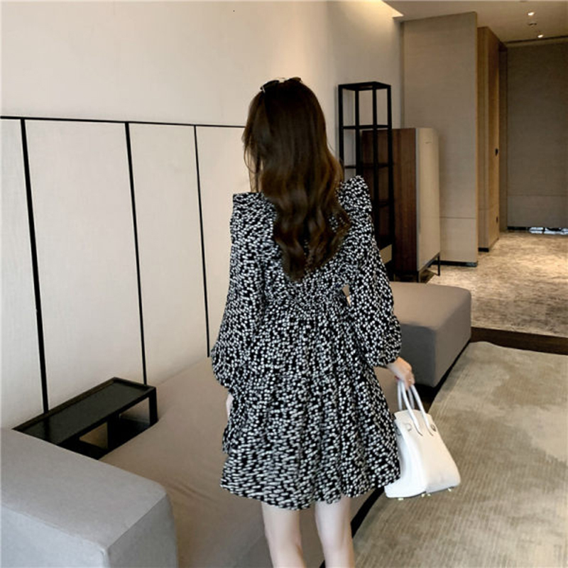 Casual Dresses Dress Women Print Holiday Party Minimalist Lovely Korean Version Daily Comfortable Vintage Autumn Selling Mujer Chic 230316