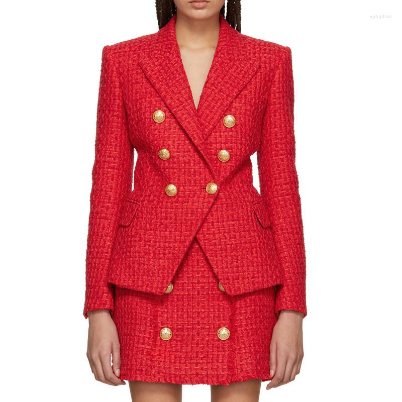 Women' Suits High Quality Lion Double-breasted Tweed Retro Plaid Slim Long-sleeved Small Suit Jacket Women' Runway 2023 Early Spring, Red
Women' Suits High Quality Lion Double-breasted Tweed Retro Plaid Slim Long-sleeved Small Suit Jacket Women' Runway 2023 Early Spring, Red