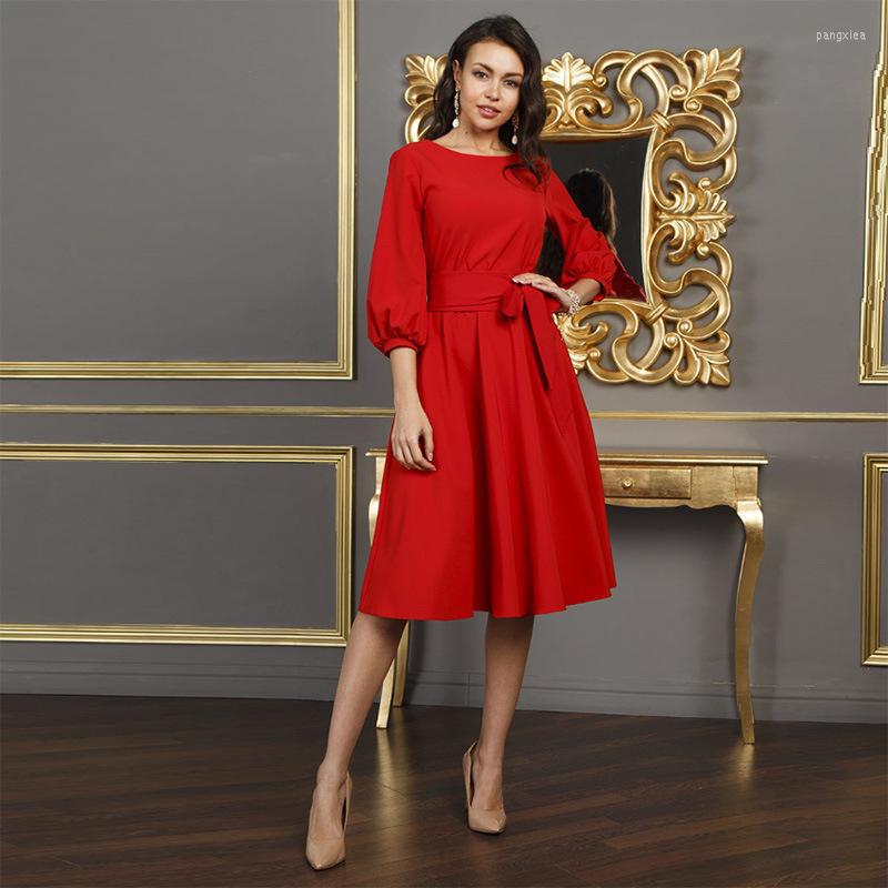 Casual Dresses Women Sashes Lantern Sleeve Dress Solid O Neck A Line Knee Length Autumn Winter Vintage Elegant Party A602, Red
Casual Dresses Women Sashes Lantern Sleeve Dress Solid O Neck A Line Knee Length Autumn Winter Vintage Elegant Party A602, Red