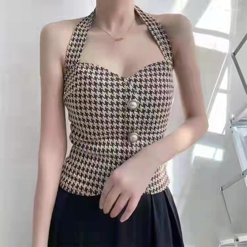Women's Tanks Women Halter Tops Knitted Button Up For Sexy Tank 2023 Summer Tweed Backless, Khaki
Women's Tanks Women Halter Tops Knitted Button Up For Sexy Tank 2023 Summer Tweed Backless, Khaki