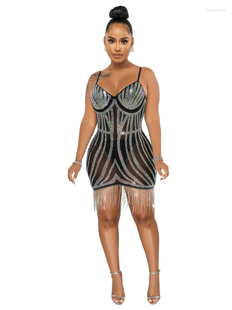 Casual Dresses Mesh Rhinestone Tassel Evening Prom Mini Dress Women Night Club See Through Outfits Elegant Luxury Sexy Diamond Short, Black
Casual Dresses Mesh Rhinestone Tassel Evening Prom Mini Dress Women Night Club See Through Outfits Elegant Luxury Sexy Diamond Short, Black
