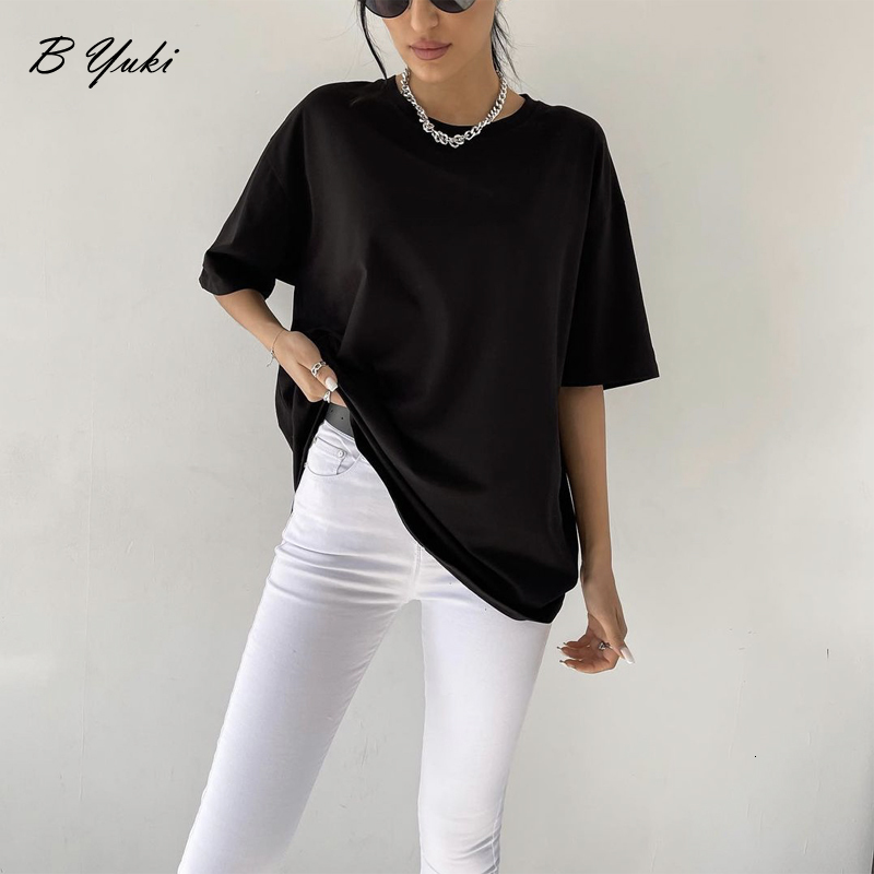 Women's TShirt Blessyuki 100 Cotton Soft Basic T Shirt Women Summer Oversized Casual Solid Tee Female Loose Short Sleeve Simple Tops 230314