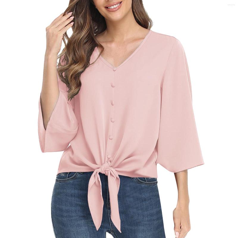 Women' Blouses Fashion 2023 Women Button V Neck Three Quarter Sleeve Flared Bow Tie Casual Shirt Loose Summer Top Camisas, Pink
Women' Blouses Fashion 2023 Women Button V Neck Three Quarter Sleeve Flared Bow Tie Casual Shirt Loose Summer Top Camisas, Pink