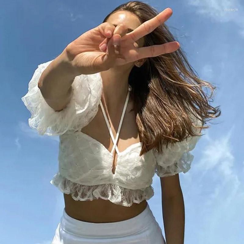 Women' Blouses MosiMolly Sexy White Lace Shirt Tops Puff Sleeve Women Ruffle Cropped Blusas Boho Beach 2023 Summer
Women' Blouses MosiMolly Sexy White Lace Shirt Tops Puff Sleeve Women Ruffle Cropped Blusas Boho Beach 2023 Summer
