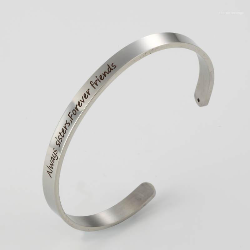 Bangle Always Sisters Forever Friends Stainless Steel Engraved Positive Inspirational Quote Cuff Mantra Bracelet For Women Gift1
Bangle Always Sisters Forever Friends Stainless Steel Engraved Positive Inspirational Quote Cuff Mantra Bracelet For Women Gift1