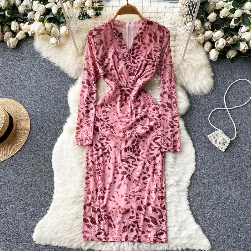 Casual Dresses Lace Up Waist Tight V-neck Dress Summer Women Chic Fashion Sexy Stunning Long Sleeve Floral Print Wrap Hip Clothes Vestidos, Pink
Casual Dresses Lace Up Waist Tight V-neck Dress Summer Women Chic Fashion Sexy Stunning Long Sleeve Floral Print Wrap Hip Clothes Vestidos, Pink