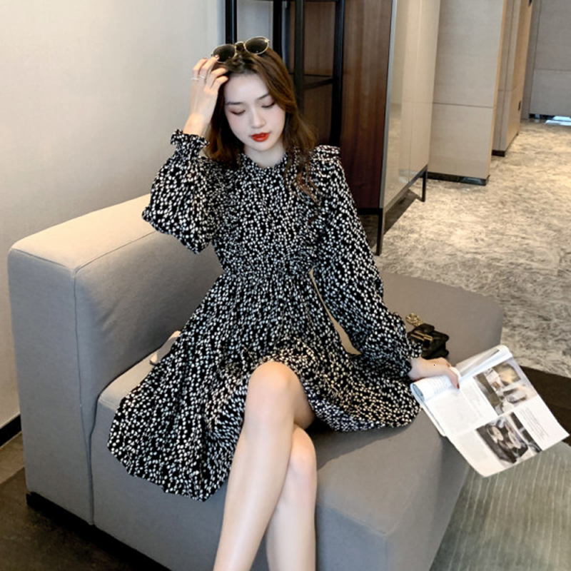 Casual Dresses Dress Women Print Holiday Party Minimalist Lovely Korean Version Daily Comfortable Vintage Autumn Selling Mujer Chic 230316