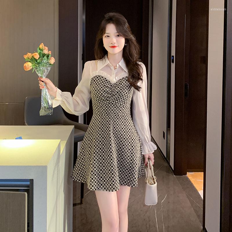 Casual Dresses Temperament Of The Autumn 2023 French Holiday Two Stitching Lattice Waist Dress, Black
Casual Dresses Temperament Of The Autumn 2023 French Holiday Two Stitching Lattice Waist Dress, Black