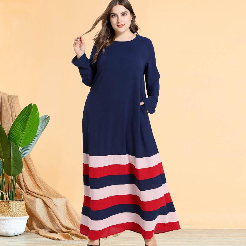 Ethnic Clothing 2023 Muslim Large Size Women's Dress Simple Long Sleeve Stripe Splicing Thin Robes Loose Skirt Woman Abaya
Ethnic Clothing 2023 Muslim Large Size Women's Dress Simple Long Sleeve Stripe Splicing Thin Robes Loose Skirt Woman Abaya